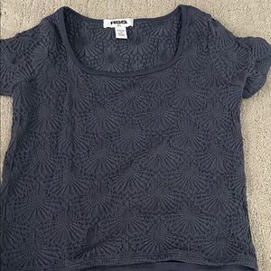 Tilly's Navy Textured Short Sleeve Scoop Neck Tee